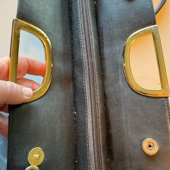 Vintage High End Black Leather Giani Bernini Retro Shoulder Bag Purse - Picture 6 of 8